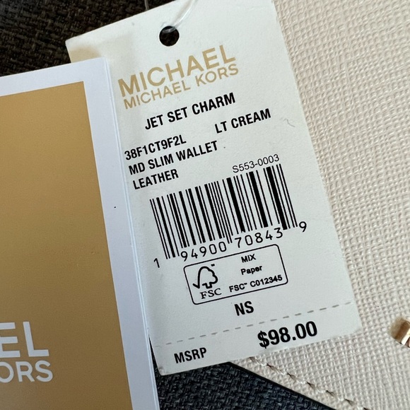 NEW MICHAEL KORS LEATHER CHARM MEDIUM SLIM WALLET - Picture 7 of 11